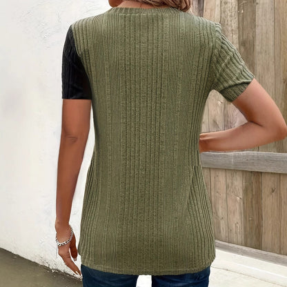 Fashionable Color-Block Button Slit Casual  for Women