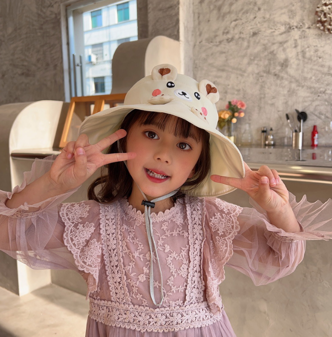 Little Bear Fisherman Hat Baby Summer Sunshade Hat Children Spring and Autumn Hat New Men and Women Basin Hat Cute Girl Hat