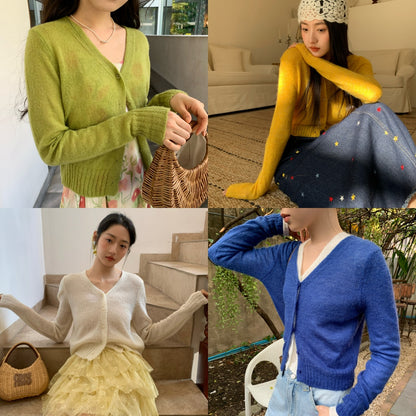 Versatile V-neck sweater for women knitted cardigan
