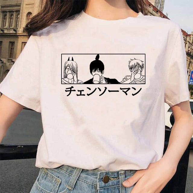 Chainsaw Man Tshirt Women Japanese Anime Pochita T-shirts Gr