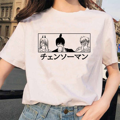 Chainsaw Man Tshirt Women Japanese Anime Pochita T-shirts Gr