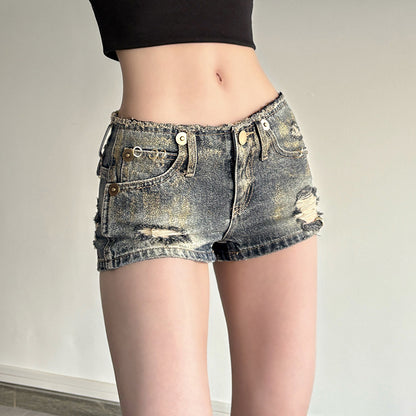Ultra-Short Low-Waist Denim Shorts for Women