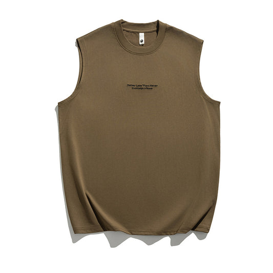 Letter embroidery round neck sleeveless vest for men