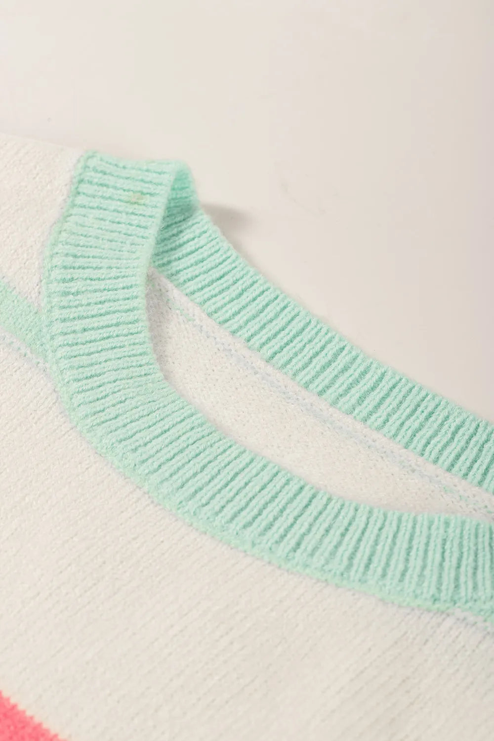 Personalized striped contrasting dopamine shoulder sweater for women