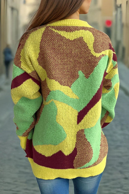 Fashionable and versatile jacquard casual pullover sweater for women