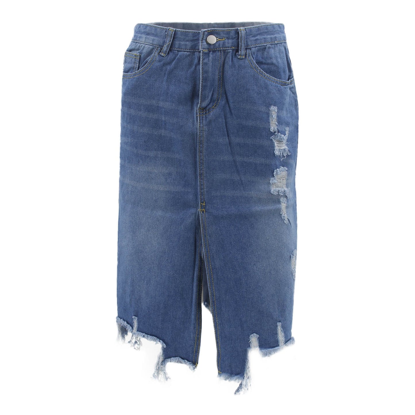 Denim Skirts For Women Streetwear High Wasit Split Jean Skirt Female Trendy Retro Washed Irregular Women's Skirts Jupe Femme