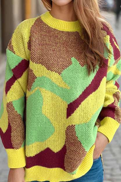 Fashionable and versatile jacquard casual pullover sweater for women