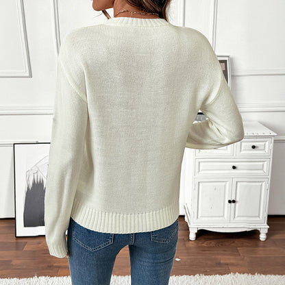 Round Neck Pullover Sweater for Women