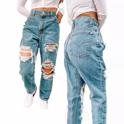 Ripped slim fit jeans for women