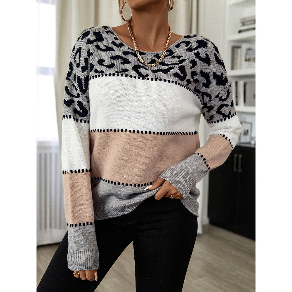 Autumn And Winter New Women Striped Knitted Sweater Casual Loose Pullover