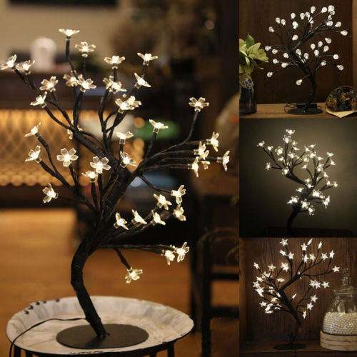 LED Cherry Blossom Crystal Star Desk Top Bonsai Tree Light Branches Festival Party Decor Romantic Wedding Decoration Home Decor