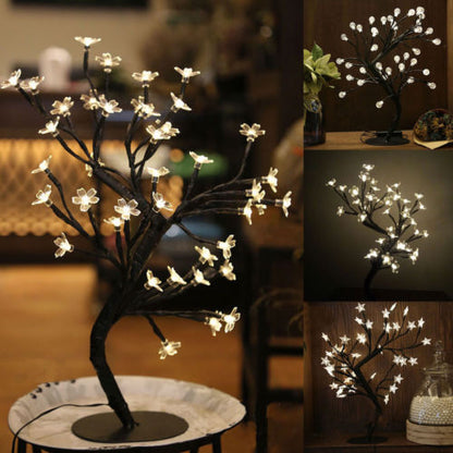LED Cherry Blossom Crystal Star Desk Top Bonsai Tree Light Branches Festival Party Decor Romantic Wedding Decoration Home Decor