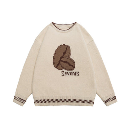 Jacquard color blocked round neck sweater for men