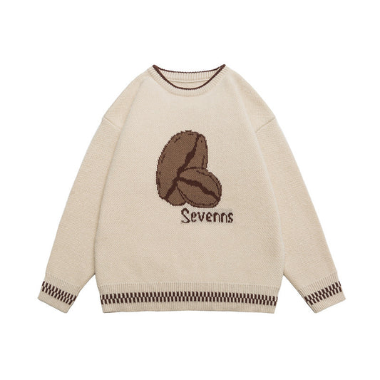 Jacquard color blocked round neck sweater for men