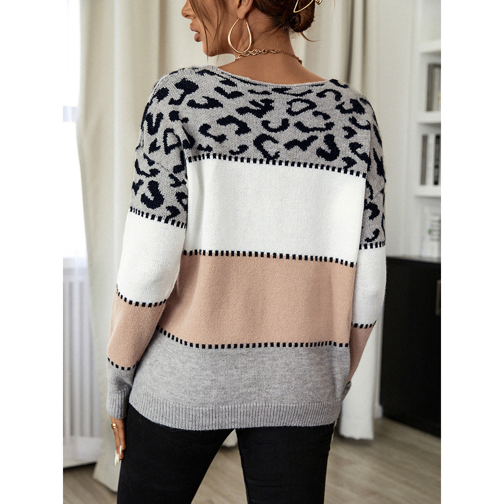 Autumn And Winter New Women Striped Knitted Sweater Casual Loose Pullover