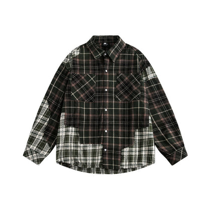 Splicing plaid shirt for men