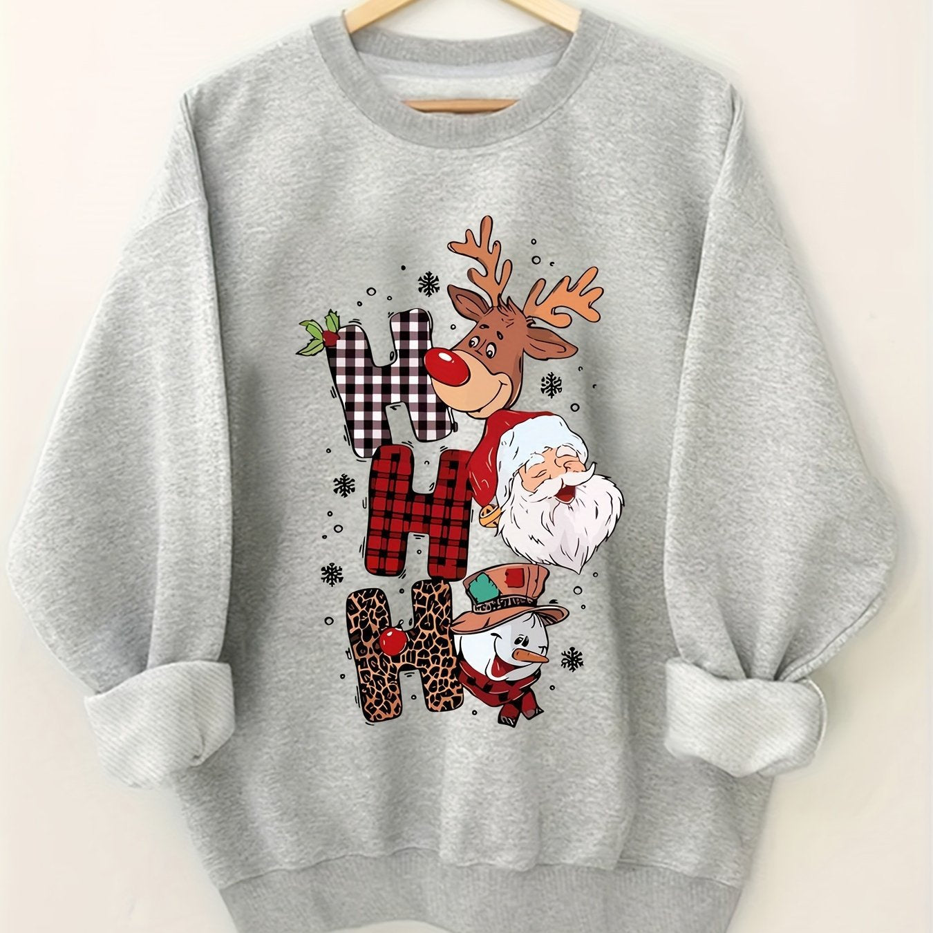 Festive Christmas Sweatshirt for Women, Plus Size Casual