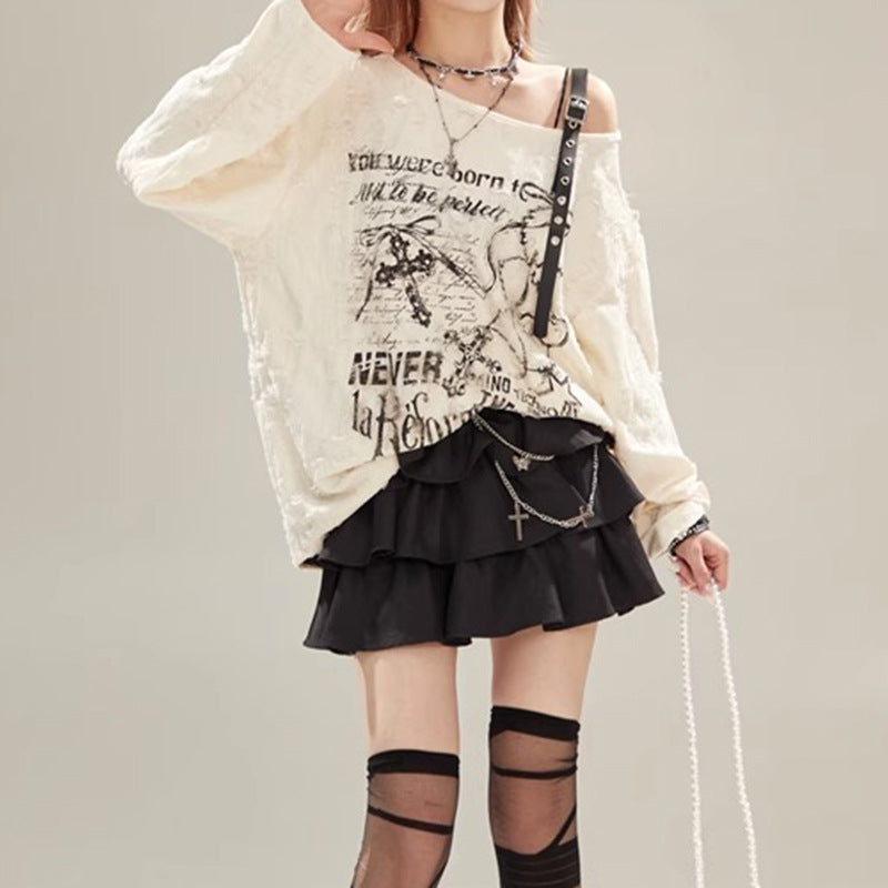 Shoulder print top for women