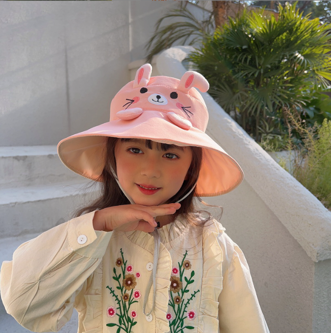 Little Bear Fisherman Hat Baby Summer Sunshade Hat Children Spring and Autumn Hat New Men and Women Basin Hat Cute Girl Hat