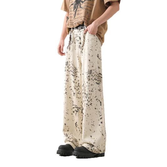 Leopard print jeans for men and women in summer