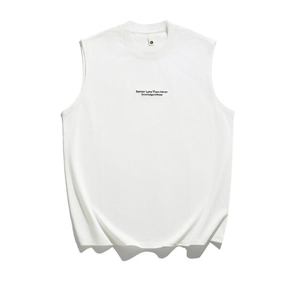 Letter embroidery round neck sleeveless vest for men