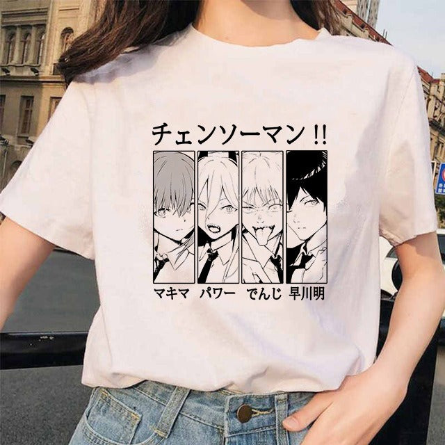 Chainsaw Man Tshirt Women Japanese Anime Pochita T-shirts Gr