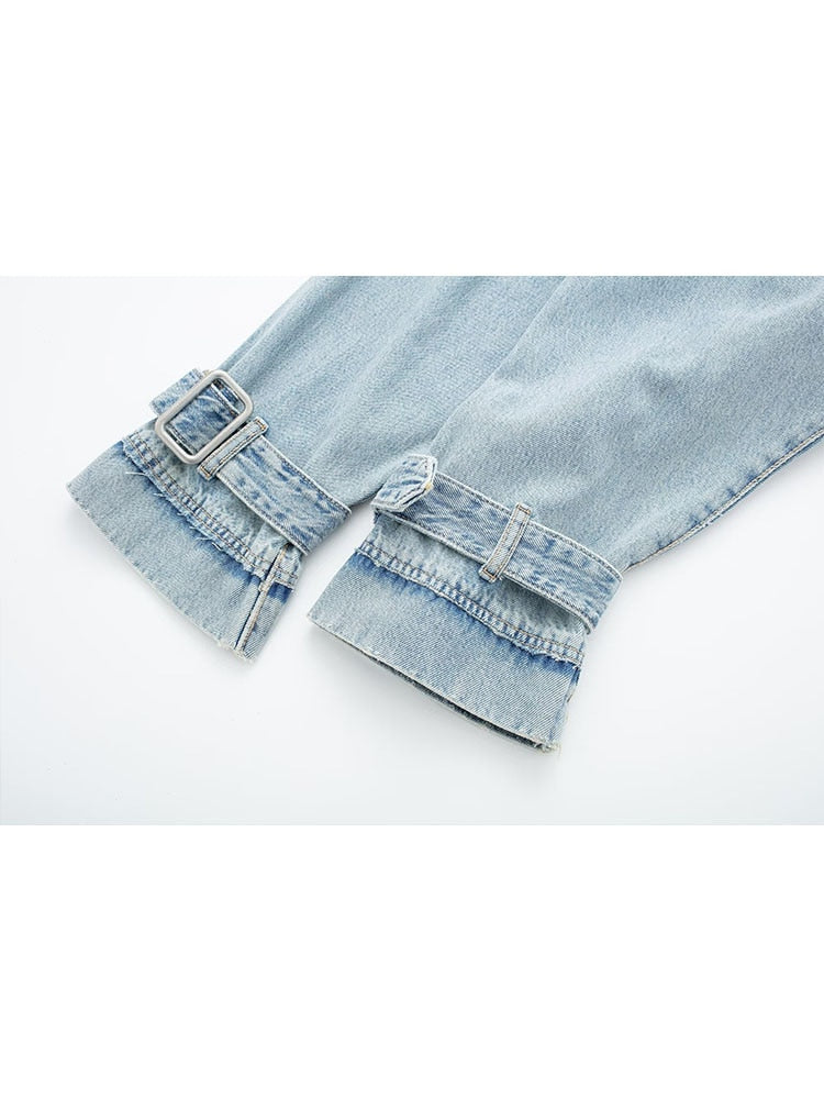 Women's Spring Denim Jackets Long Sleeve Crop Top Jacket With Belt Cropped Jean Jacket For Women