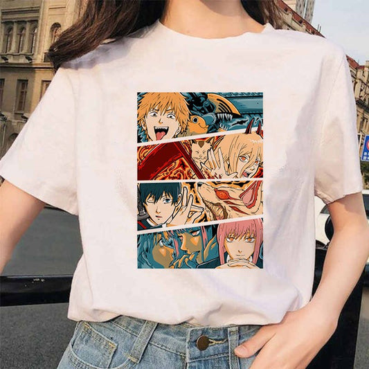 Chainsaw Man Tshirt Women Japanese Anime Pochita T-shirts Gr