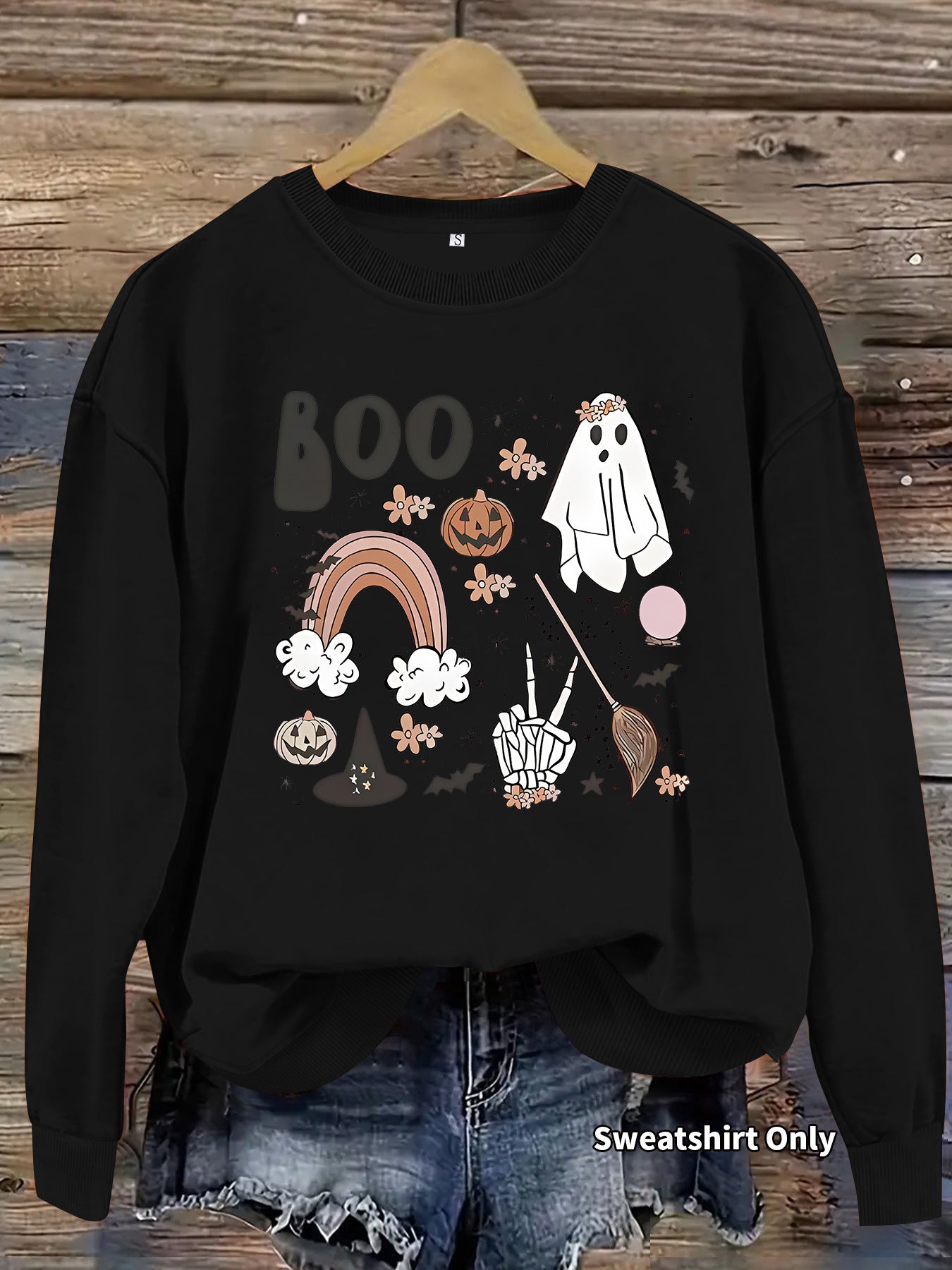 Round neck hoodie women's spring and autumn Halloween print