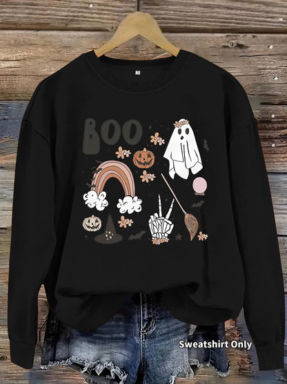 Round neck hoodie women's spring and autumn Halloween print