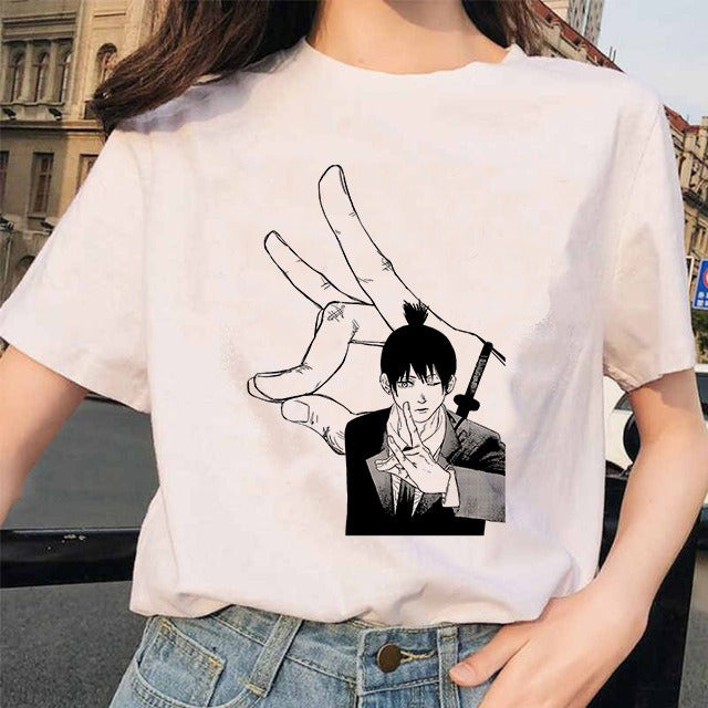 Chainsaw Man Tshirt Women Japanese Anime Pochita T-shirts Gr