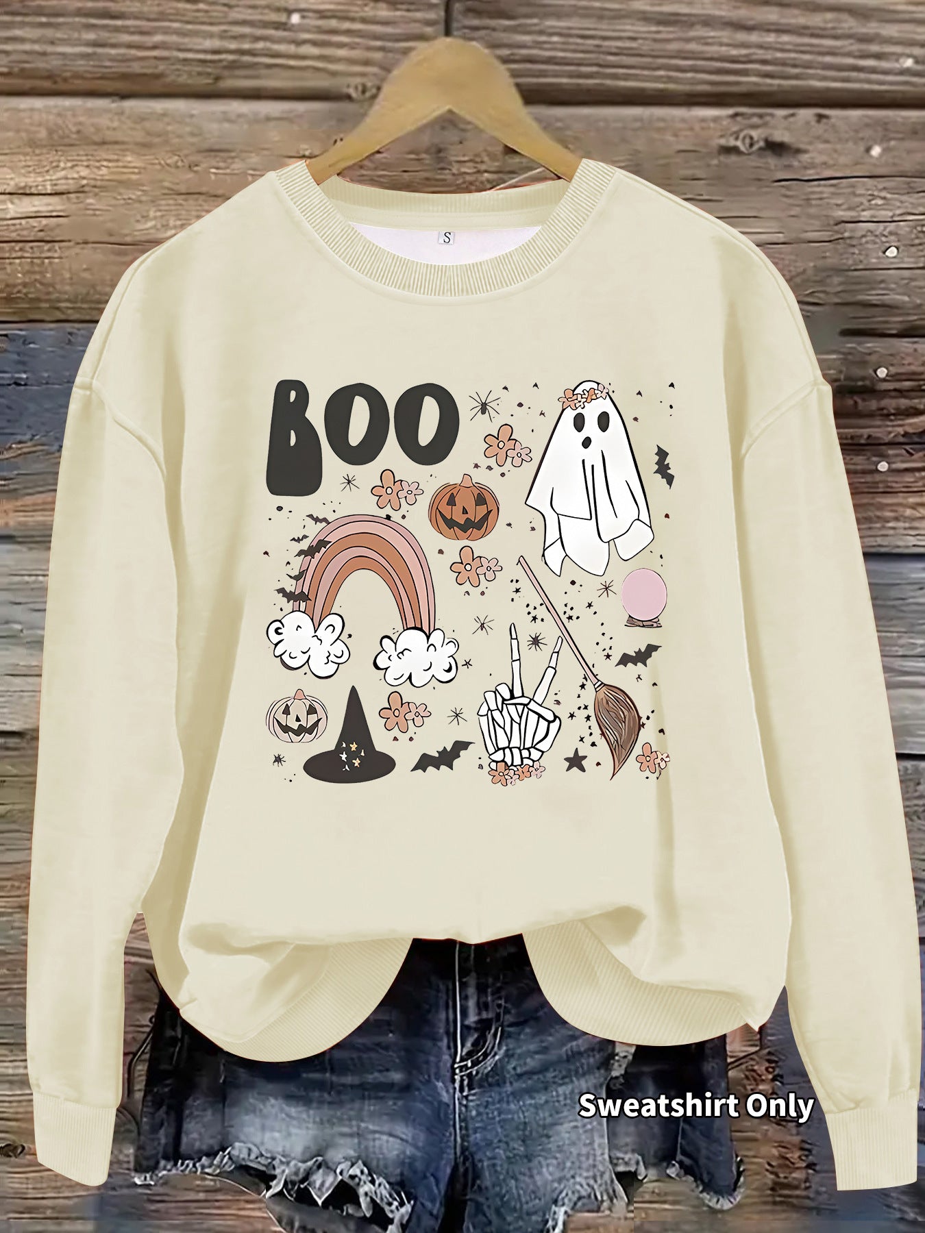 Round neck hoodie women's spring and autumn Halloween print