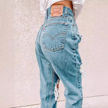Ripped slim fit jeans for women
