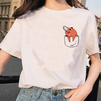 Chainsaw Man Tshirt Women Japanese Anime Pochita T-shirts Gr