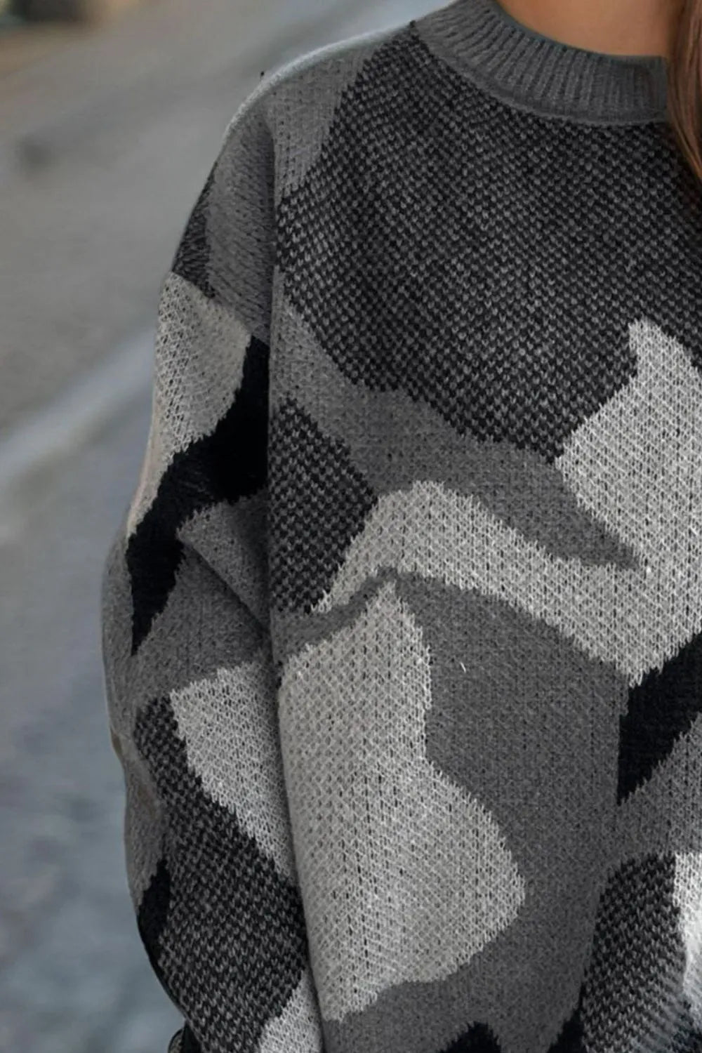 Fashionable and versatile jacquard casual pullover sweater for women