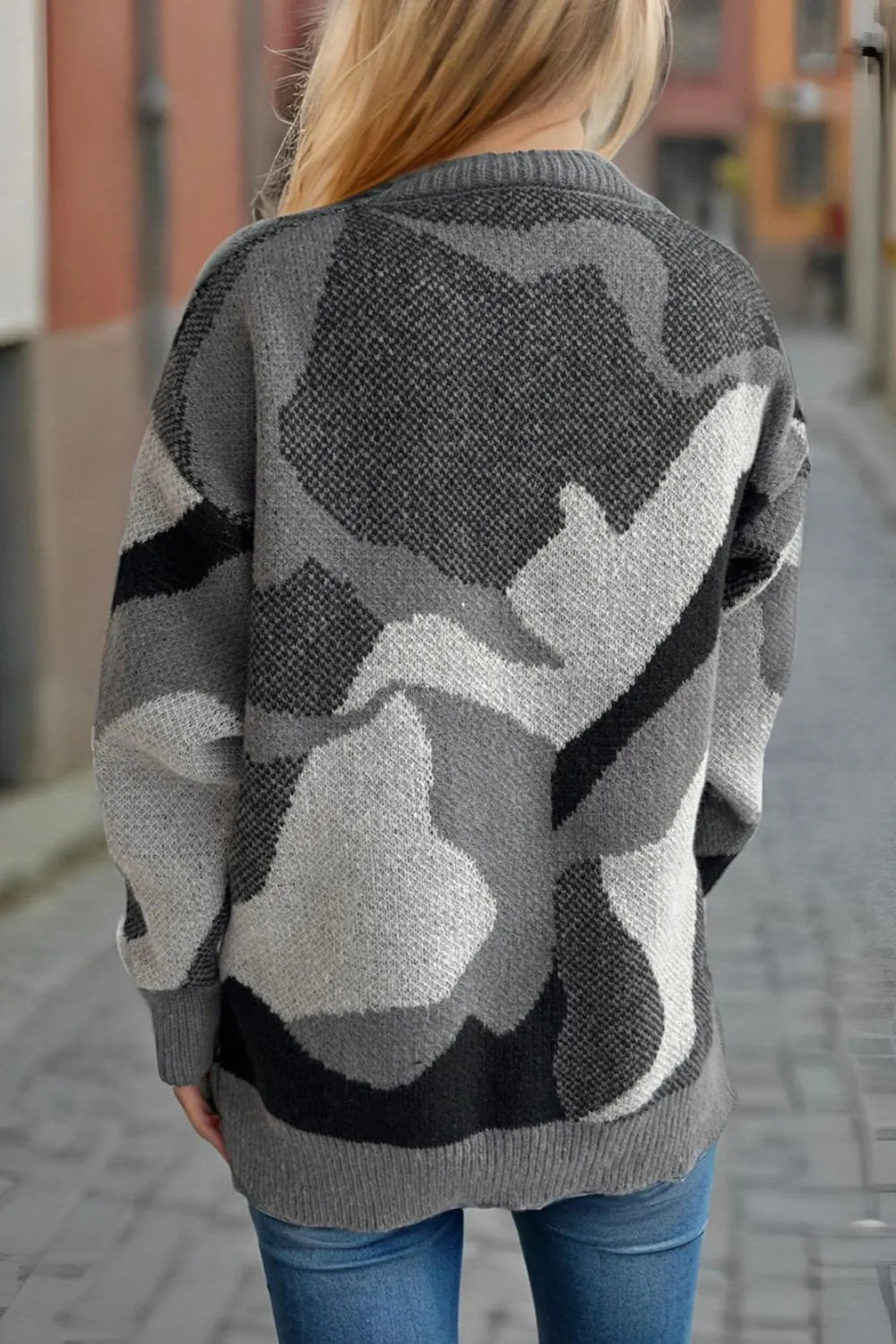 Fashionable and versatile jacquard casual pullover sweater for women