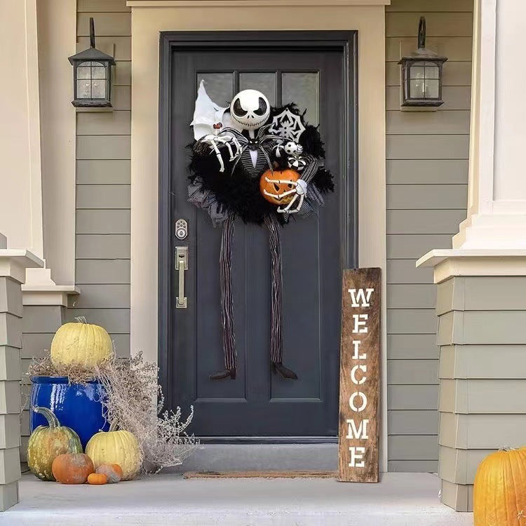 Garland Halloween Front Door Home Horror Atmosphere Decor Hanging Ring