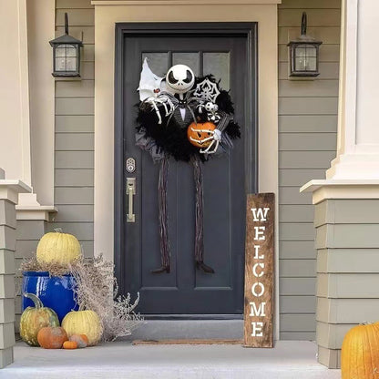 Garland Halloween Front Door Home Horror Atmosphere Decor Hanging Ring