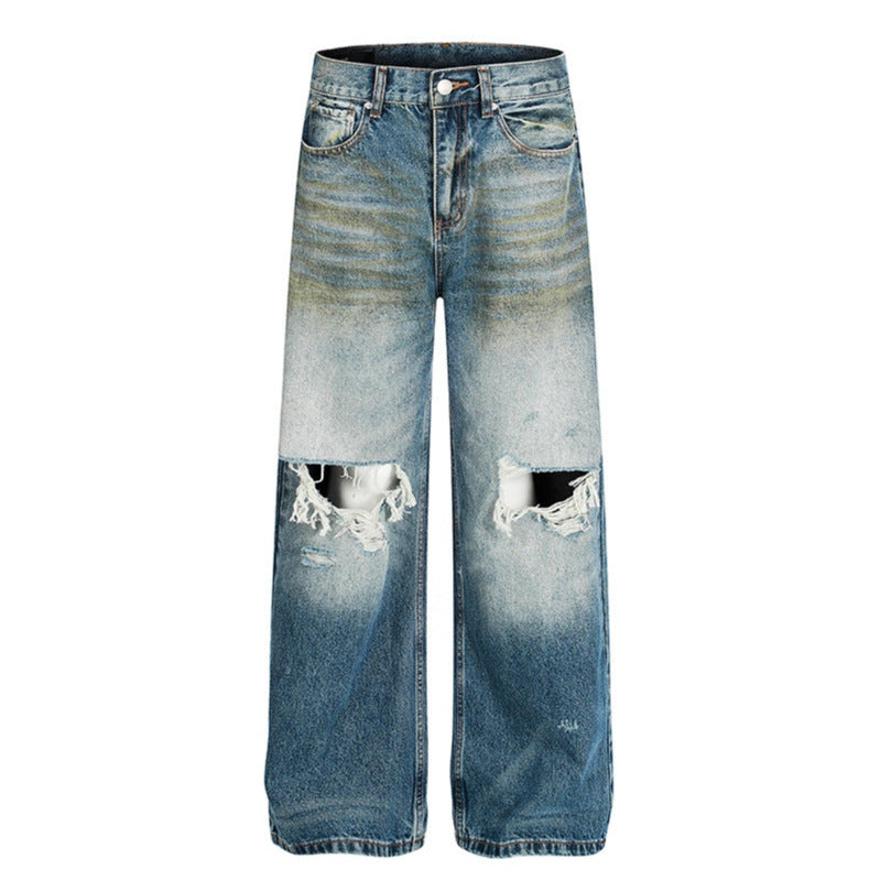 Ripped denim pants for men and women