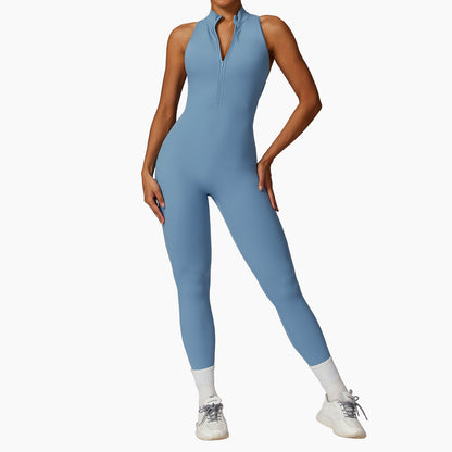 Naked quick zip yoga jumpsuit with beautiful back high-intensity fitness training sports tight fitting clothes