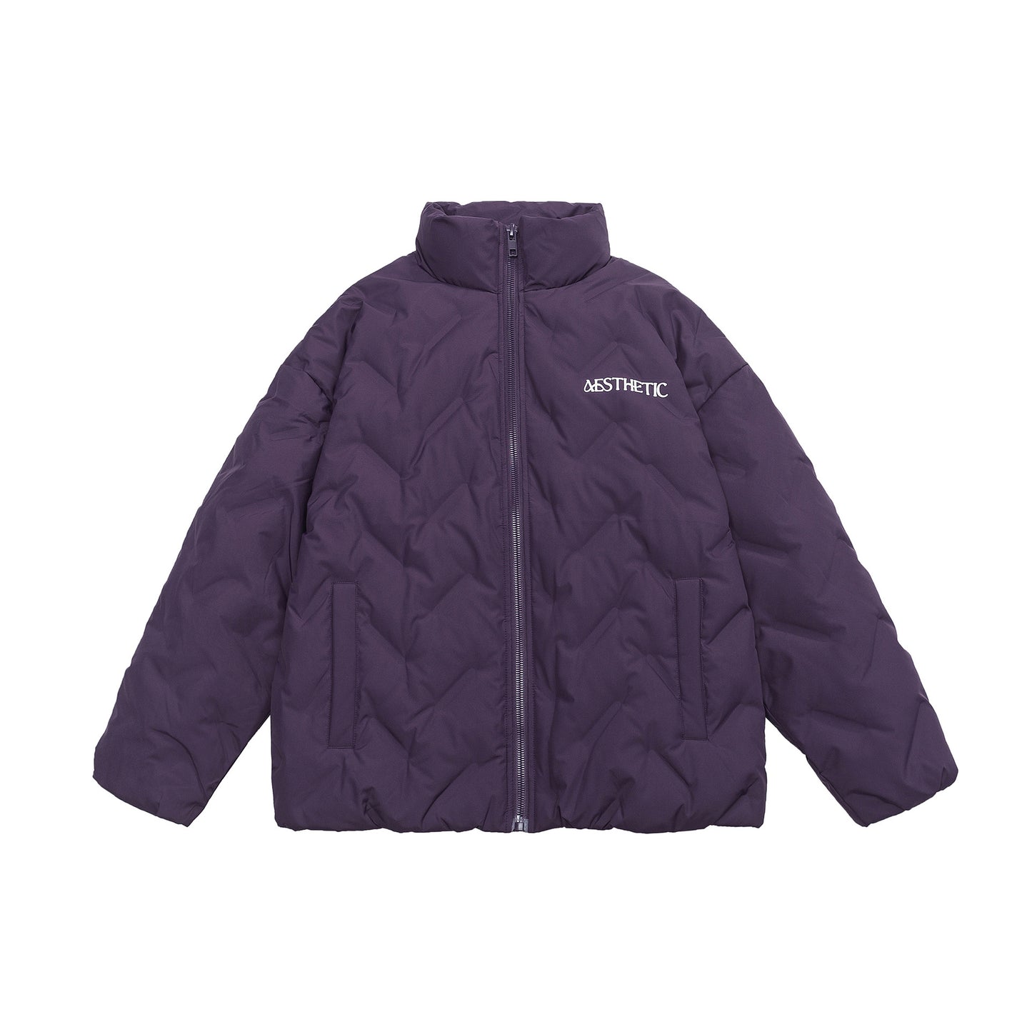 Letter Print  Stand-up Collar  Hooded Down Jacket