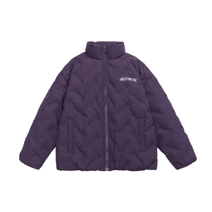 Letter Print  Stand-up Collar  Hooded Down Jacket