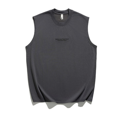Letter embroidery round neck sleeveless vest for men