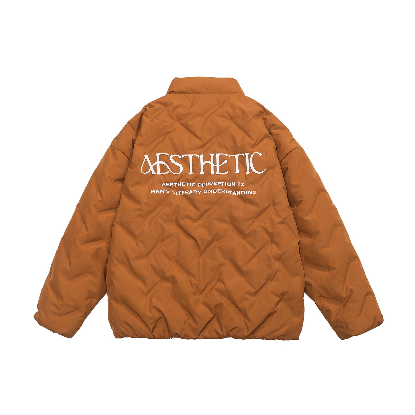 Letter Print  Stand-up Collar  Hooded Down Jacket