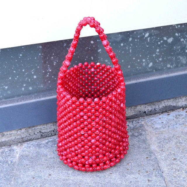 Women Beaded Handbag Colorful Summer Beach bags Summer Casual Bucket