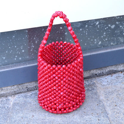 Women Beaded Handbag Colorful Summer Beach bags Summer Casual Bucket