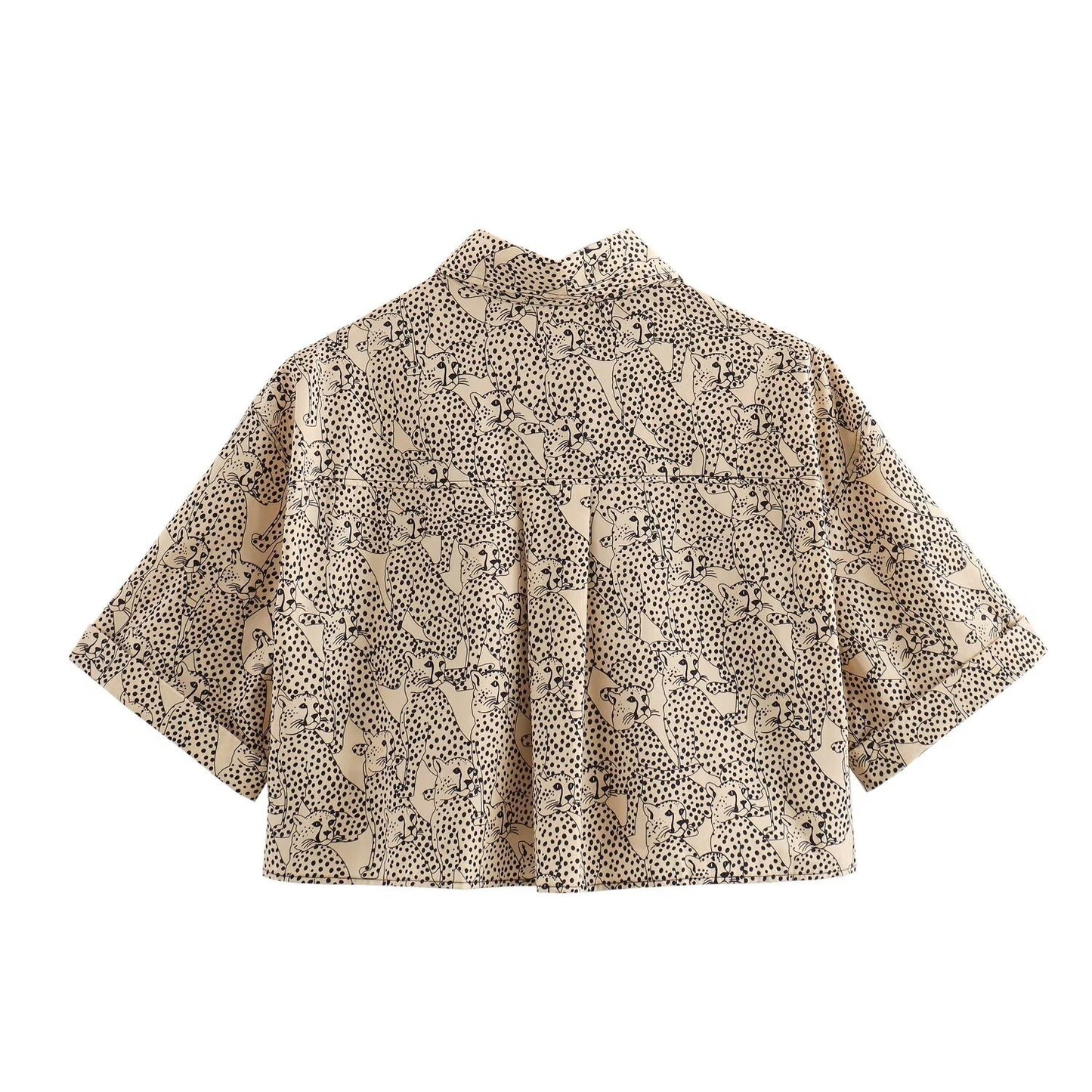 Summer New Product European and American Women's Fashion Short Printed Shirt+Shorts Set