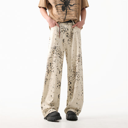 Leopard print jeans for men and women in summer