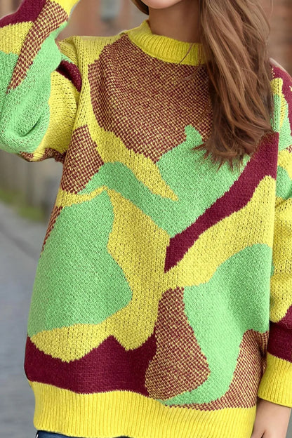 Fashionable and versatile jacquard casual pullover sweater for women