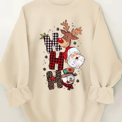 Festive Christmas Sweatshirt for Women, Plus Size Casual